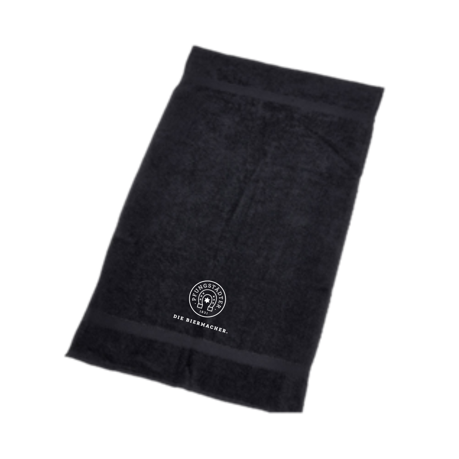 Abbildung schwarzes Pfungstädter Handtuch mit Logo-Stick